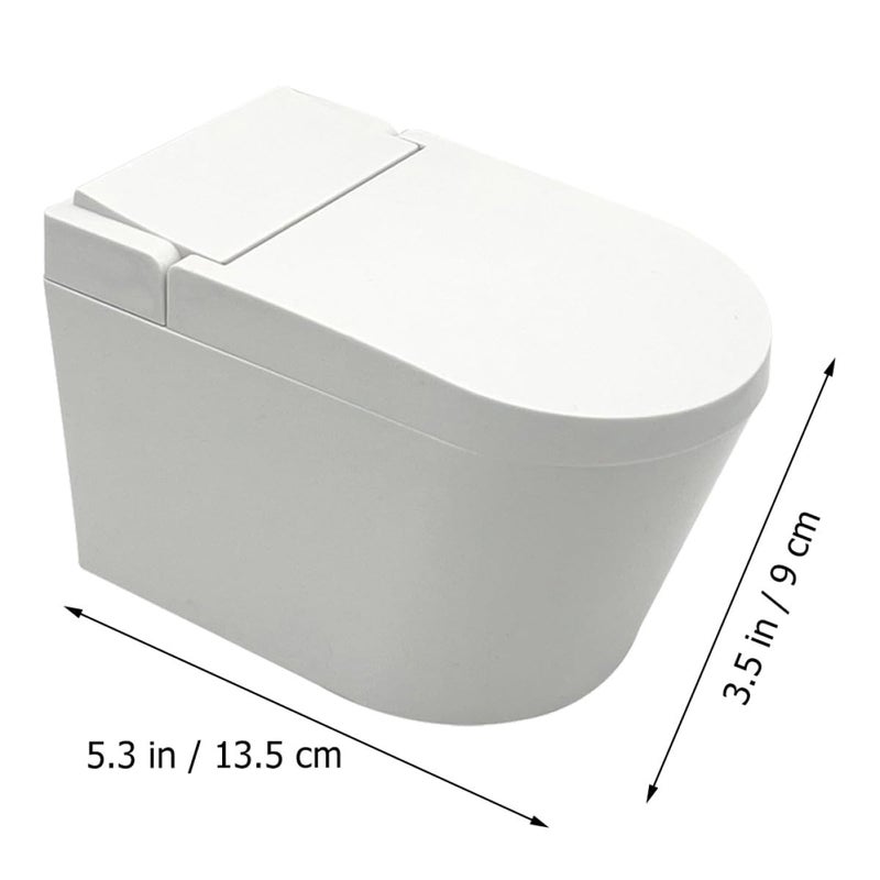 مطفأة سجائر مقاومة للرياح مثبتة على الحائط على شكل مرحاض مع غطاء، صندوق تخزين أبيض للحمام الداخلي - Image 3